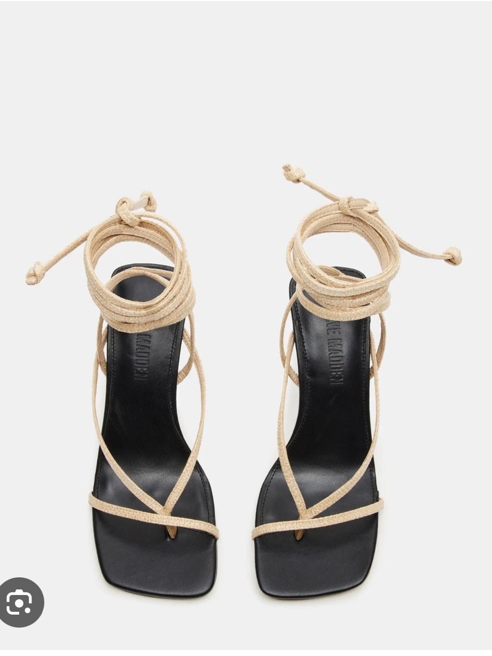 Steve Madden Athea Beige Strappy Lace-Up Heeled Sandals